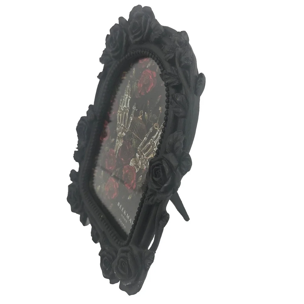 Beekman Home Gothic Rose Picture Frame 4x6 Black Skeleton Hands Halloween